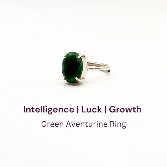 Green Aventurine German Silver Ring