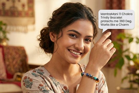 MantraMani 11-Chakra Trinity™ Bracelet – Shakti-Setu Aura Balance Universal Energy Bracelet | Natural Crystal Healing Stones for Balance, Protection, Confidence & Spiritual Growth |