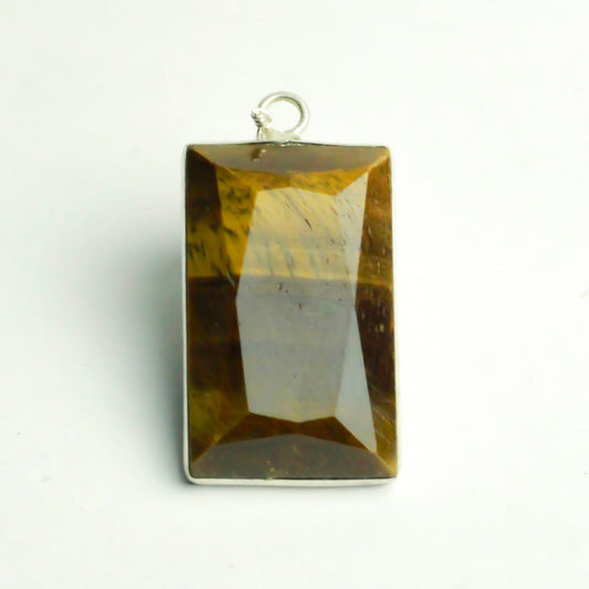 MantraMani Tiger's Eye Crystal Silver Pendant