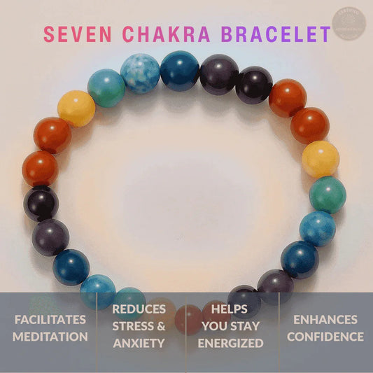 MantraManiยฎ Lava Stone with 7 Chakra Bracelet (Elastic) โ Full Chakra Balance โข Energy Alignment โข Holistic Healing | Certified Natural Stone