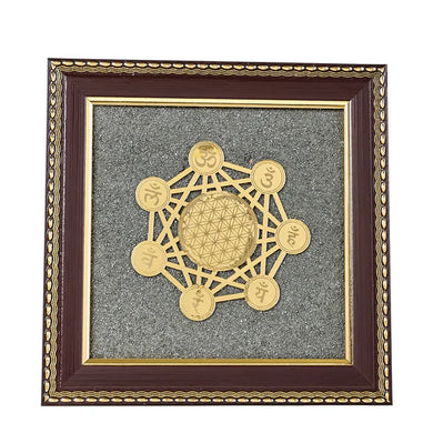 MantraMani® 7 Chakra Raw Pyrite Frame for Energy Balance & Wealth Flow with FREE Raw pyrite stone