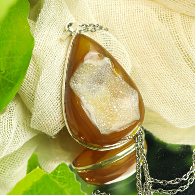 MantraMani® Druzy Agate Crystal Silver Pendant