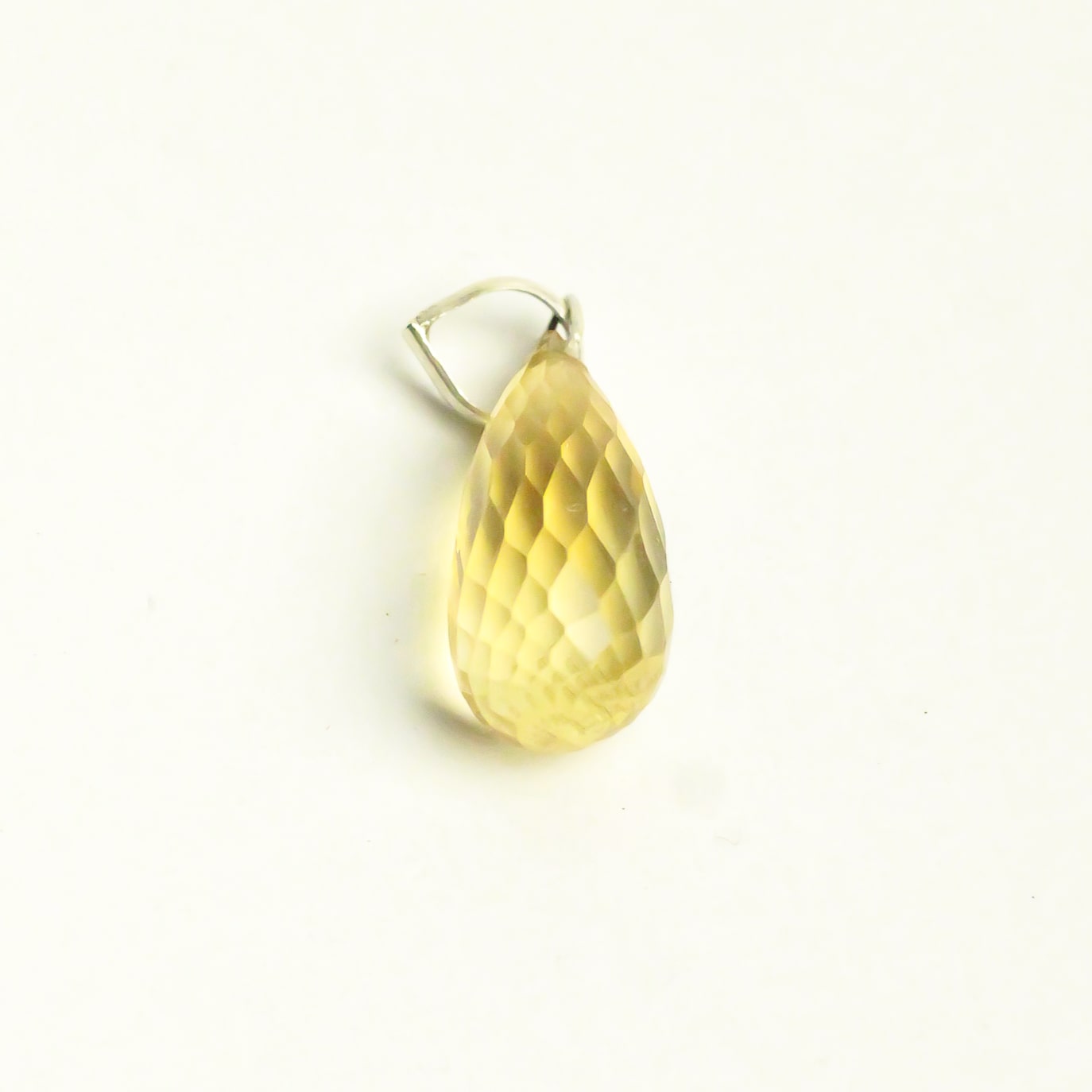 MantraMani® Citrine Crystal Tear Drop Silver Pendant