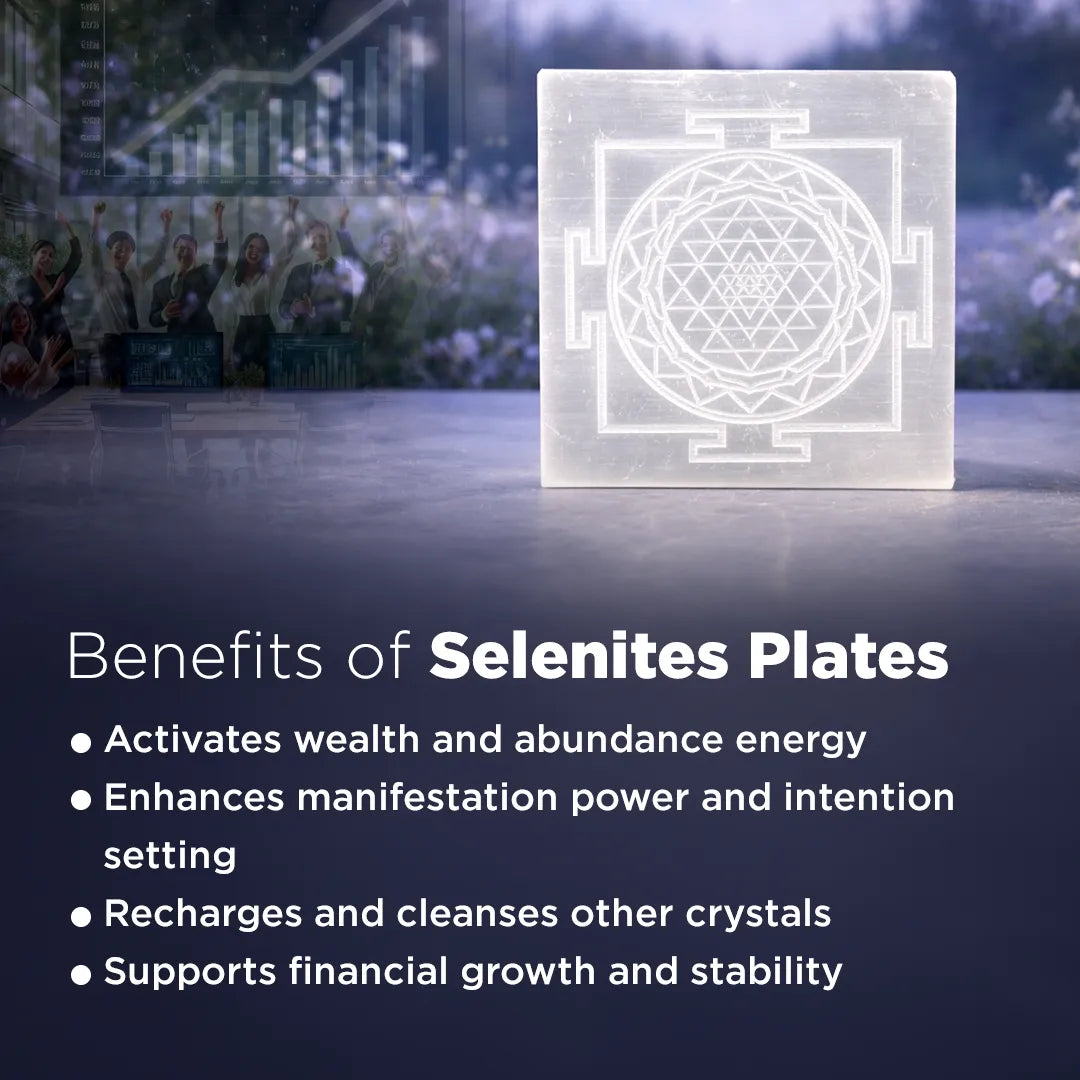 MantraMani® SELENITE (Chandramani) – Yantra & Plate | Cleansing, Charging other