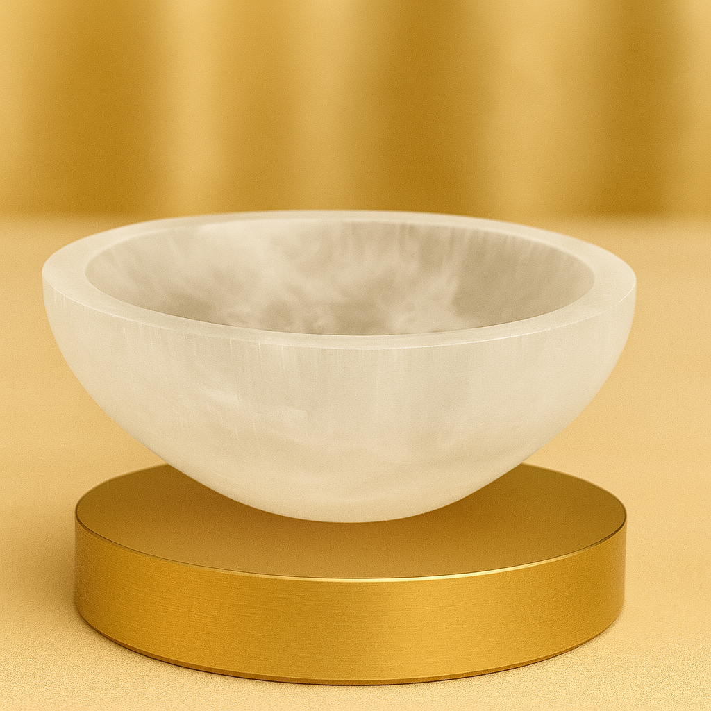 MantraMani® SELENITE (Chandramani) – Bowl | Cleansing, Charging other crystals,