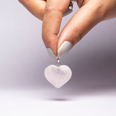 MantraMani® Rose Quartz Crystal Heart Pendant