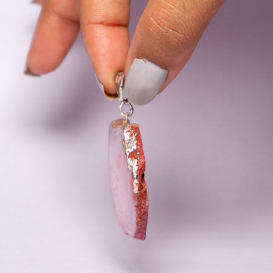 MantraMani® Pink Agate Crystal Slice Pendant