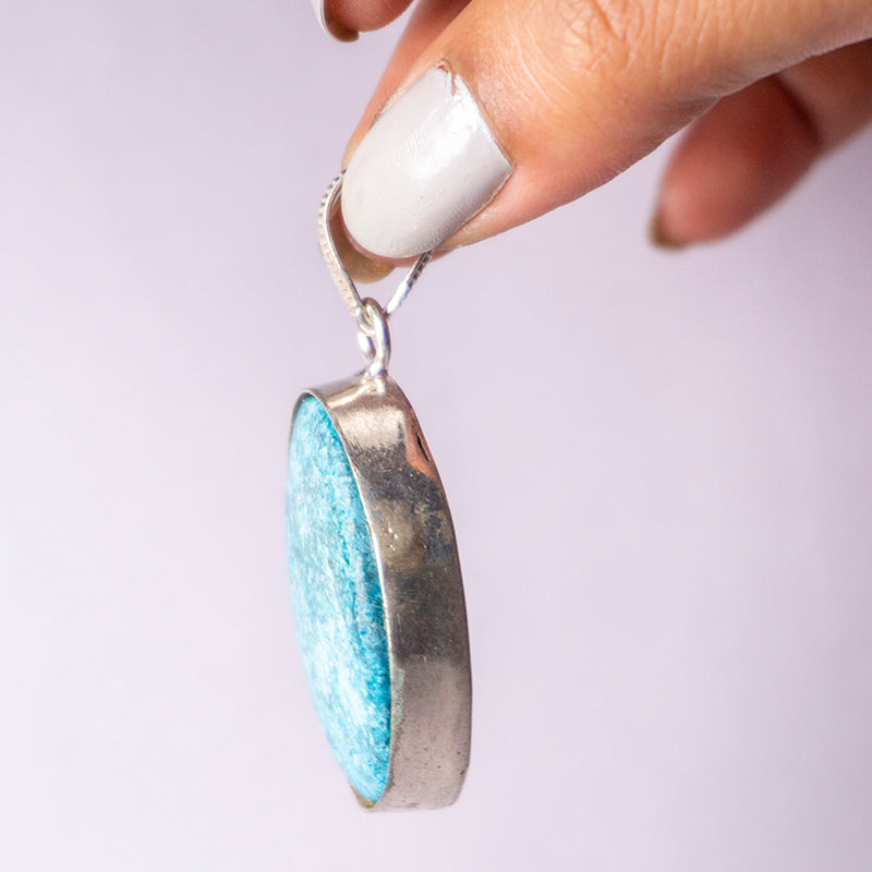 MantraMani® Synthetic Turquoise Crystal Oval Pendant