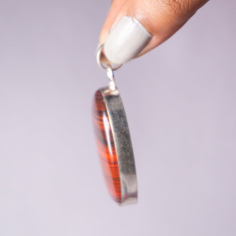 MantraMani Red Tiger's Eye Crystal Oval Pendant