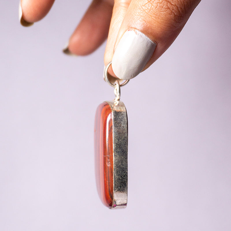 MantraMani Red Tiger's Eye Crystal Square Pendant