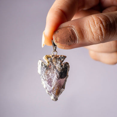 MantraMani® Amethyst Crystal Arrowhead Pendant