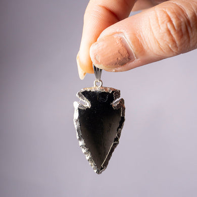 MantraMani® Black Obsidian Crystal Arrowhead Pendant