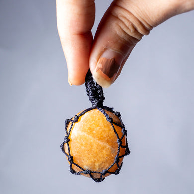 MantraMani® Peach Moonstone Crystal Crochet Pendant