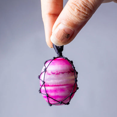 MantraMani® Pink Onyx Crystal Crochet Pendant