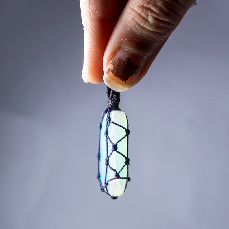 MantraMani® Opalite Crystal Crochet Pendant
