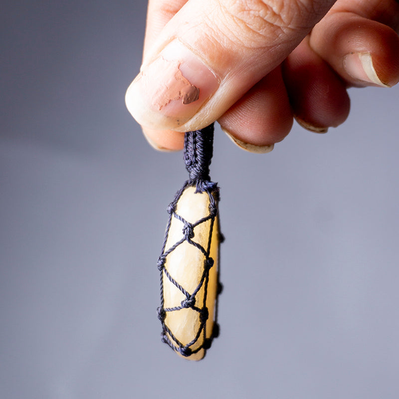 MantraMani® Yellow Aventurine Crystal Crochet Pendant