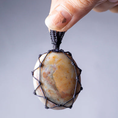 MantraMani® Crazy Lace Agate Crystal Crochet Pendant