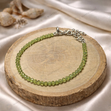 MantraMani® Celestial Green Peridot Anklet 3mm – For spiritual alignment & joyful flow