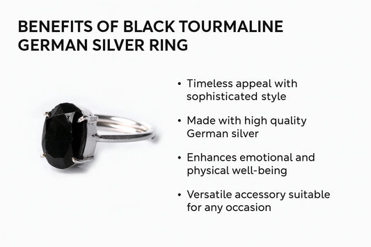 Minimalist Black Tourmaline German Silver Ring