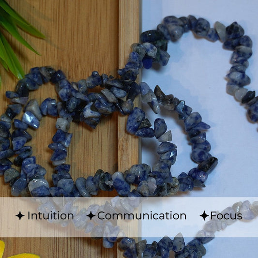 MantraManiยฎ Sodalite Chips Mala