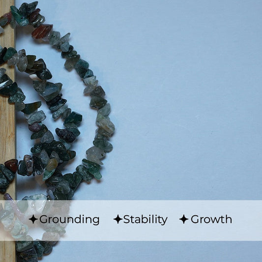 MantraManiยฎ Tree Agate Chips Mala