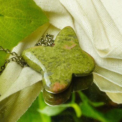 MantraMani® Unakite Crystal Butterfly Pendant