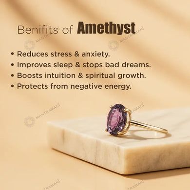 MantraMani® Amethyst Ring: Attract Luck, Enhance Intuition, Improve Health & Skin