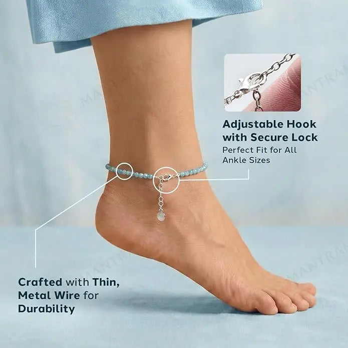 MantraMani® Healing Stone Apatite Anklets: Encourage Manifestation and Protect Aura
