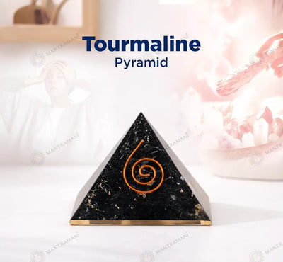 MantraMani® Tourmaline Pyramid – Protection & Negative Energy Shield Crystal for Pyramid