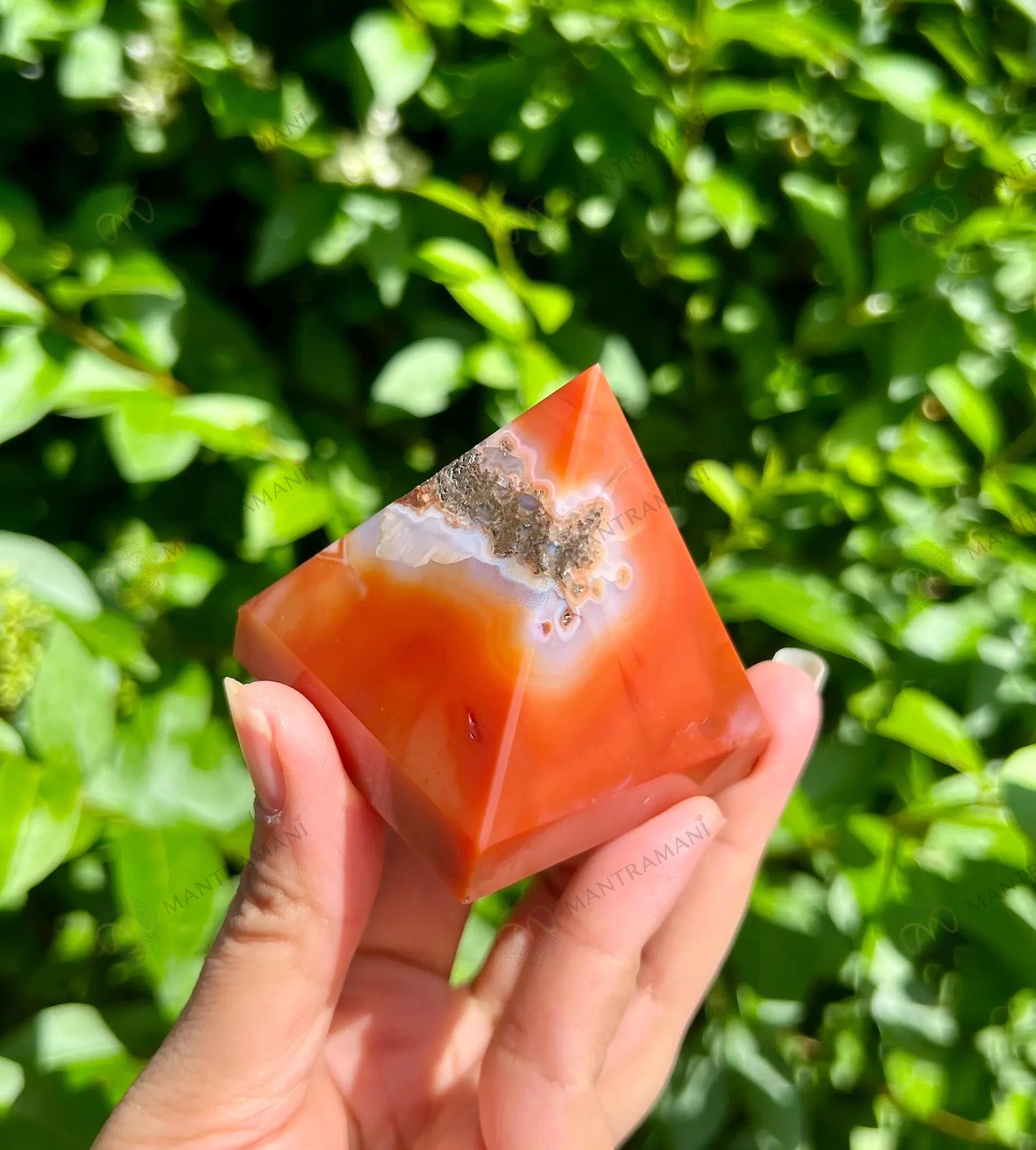 MantraMani® Carnelian Pyramid – Confidence, Motivation & Energy Boost Crystal Pyramid
