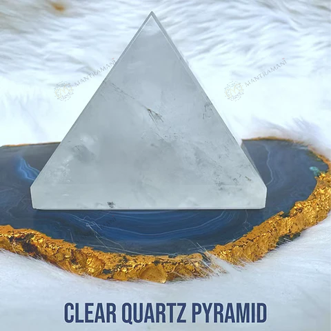 MantraMani® Clear Quartz Pyramid – Energy Cleansing, Meditation & Focus Crystal Pyramid