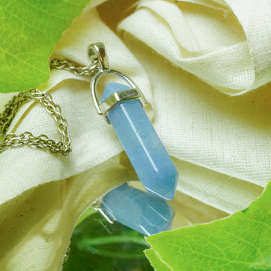 MantraMani® Blue Aventurine Crystal Point Pendant