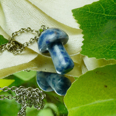 MantraMani® Sodalite Crystal Mushroom Pendant