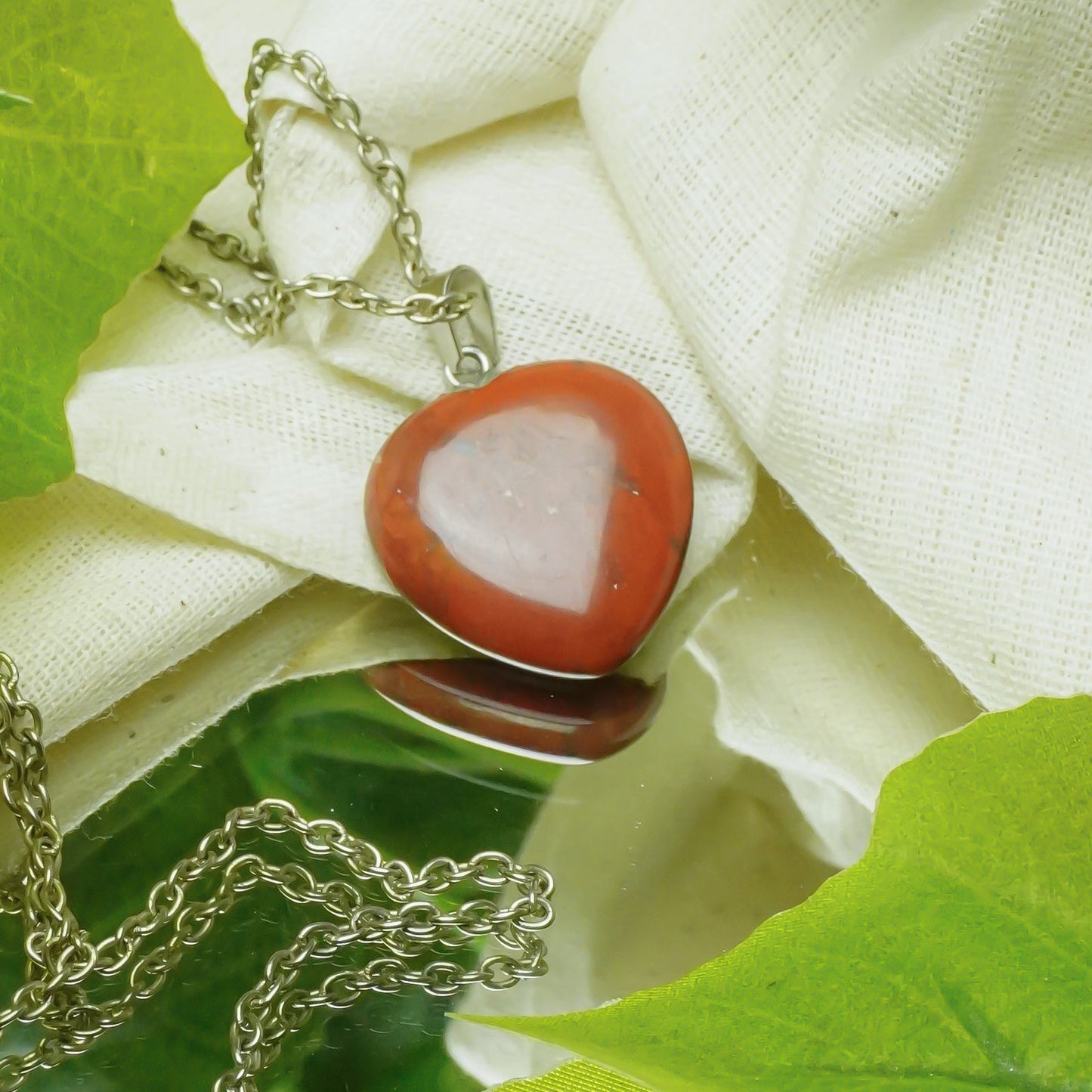 MantraMani® Red Jasper Crystal Heart Pendant