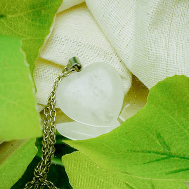 MantraMani® Clear Quartz Crystal Heart Pendant