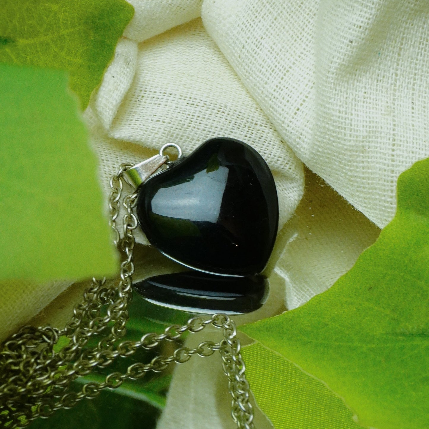 MantraMani® Black Obsidian Crystal Heart Pendant