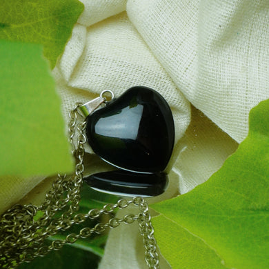 MantraMani® Black Obsidian Crystal Heart Pendant