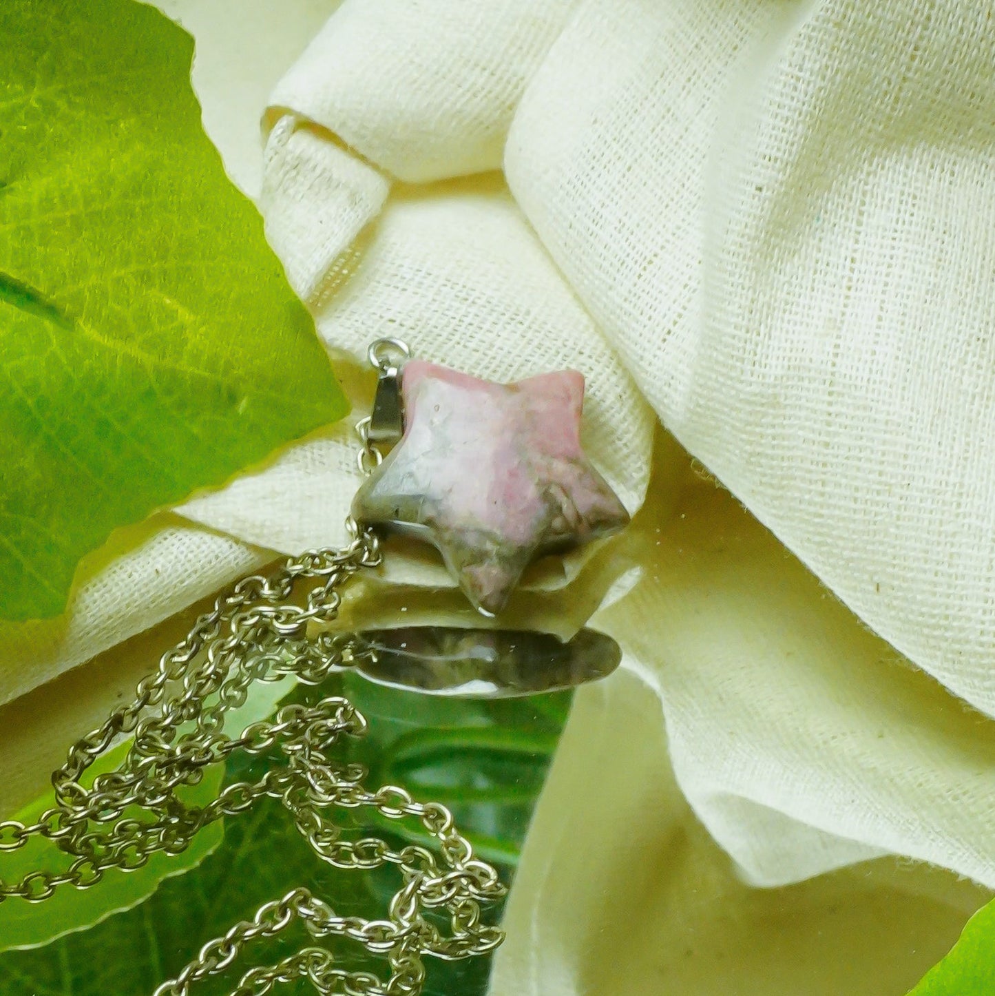MantraMani® Rhodonite Crystal Star Pendant