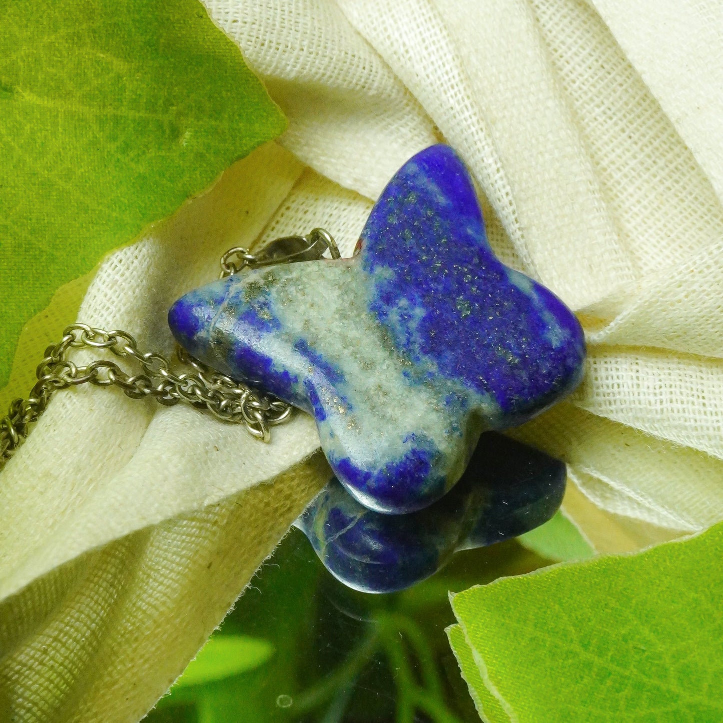 MantraMani Lapis Lazuli Crystal Butterfly Pendant