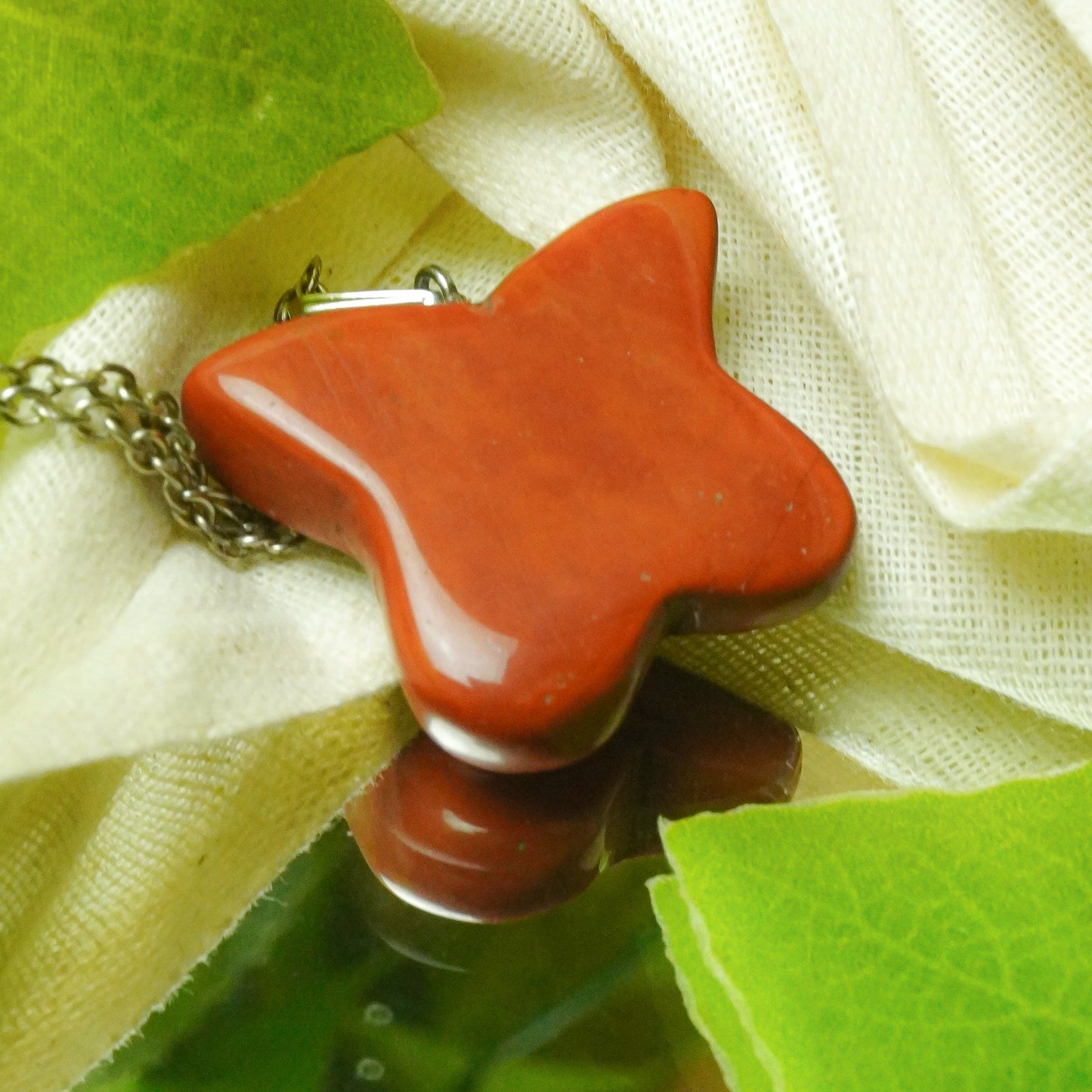 MantraMani® Red Jasper Crystal Butterfly Pendant