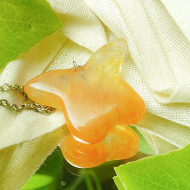 MantraMani® Orange Carnelian Crystal Butterfly Pendant