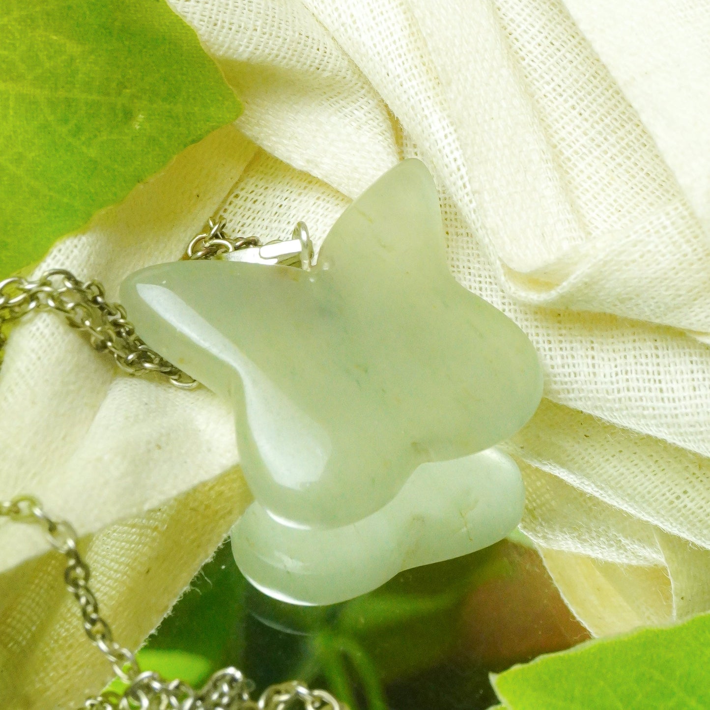 MantraMani® Green Aventurine Crystal Butterfly Pendant