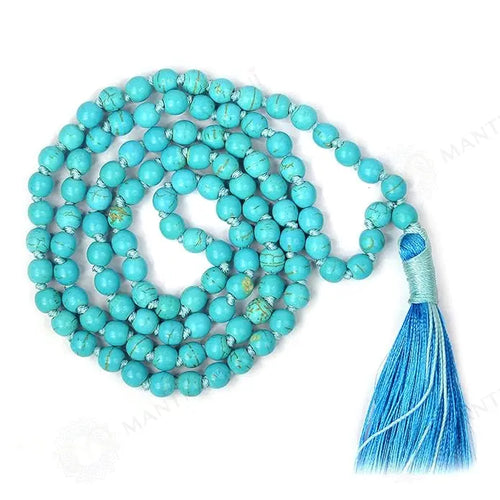 MantraMani® Blue Magnesite Turquoise Mala - For Success in Everything