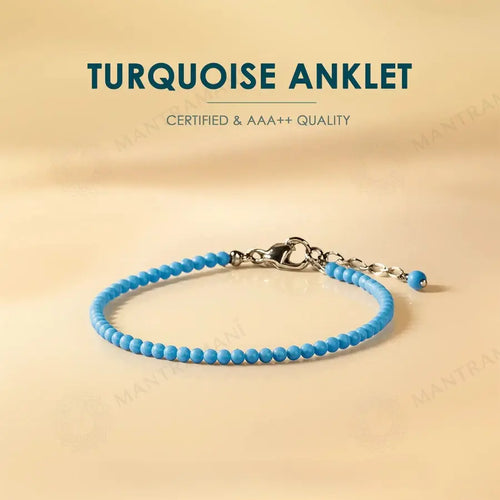 MantraMani® Turquoise Diamond Cut Anklet: Strengthens Communication & Confidence