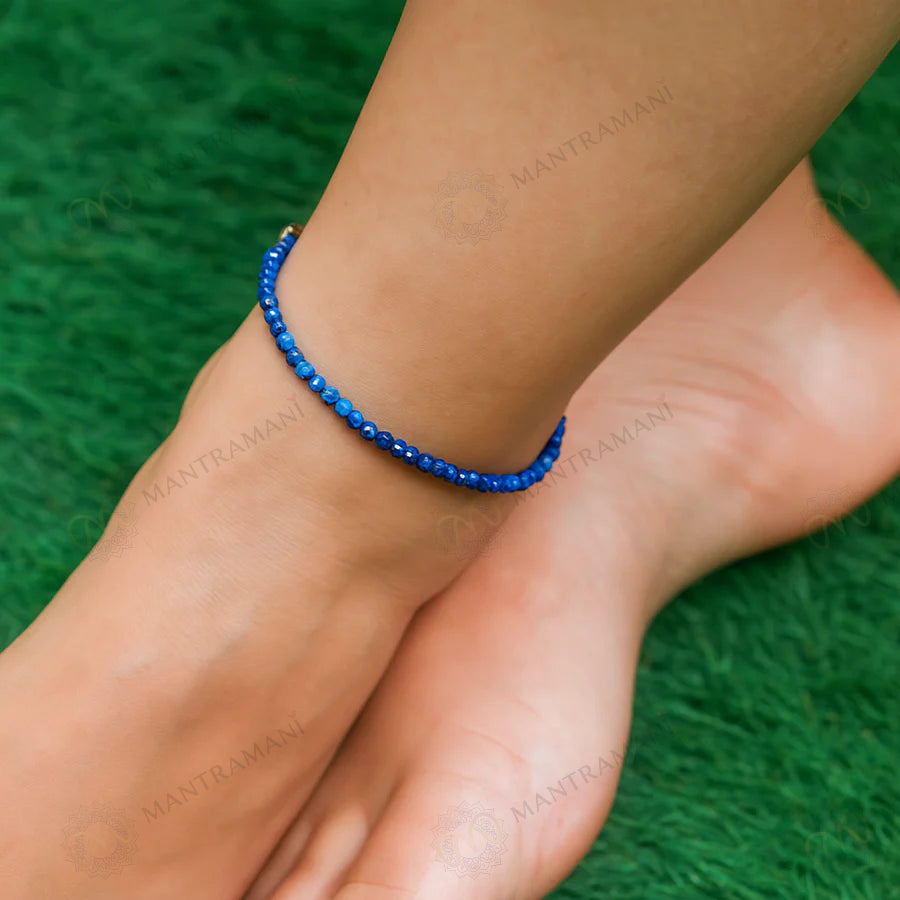 MantraMani® Lapis Lazuli Anklet: Enhancing Intuition and Spiritual Awareness