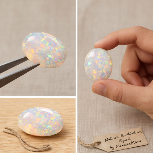 MantraMani™ Natural Australian Opal — 8.52 Carat (9.29 Ratti) Unheated Oval-Cut | Intuition, Harmony & Prosperity Stone
