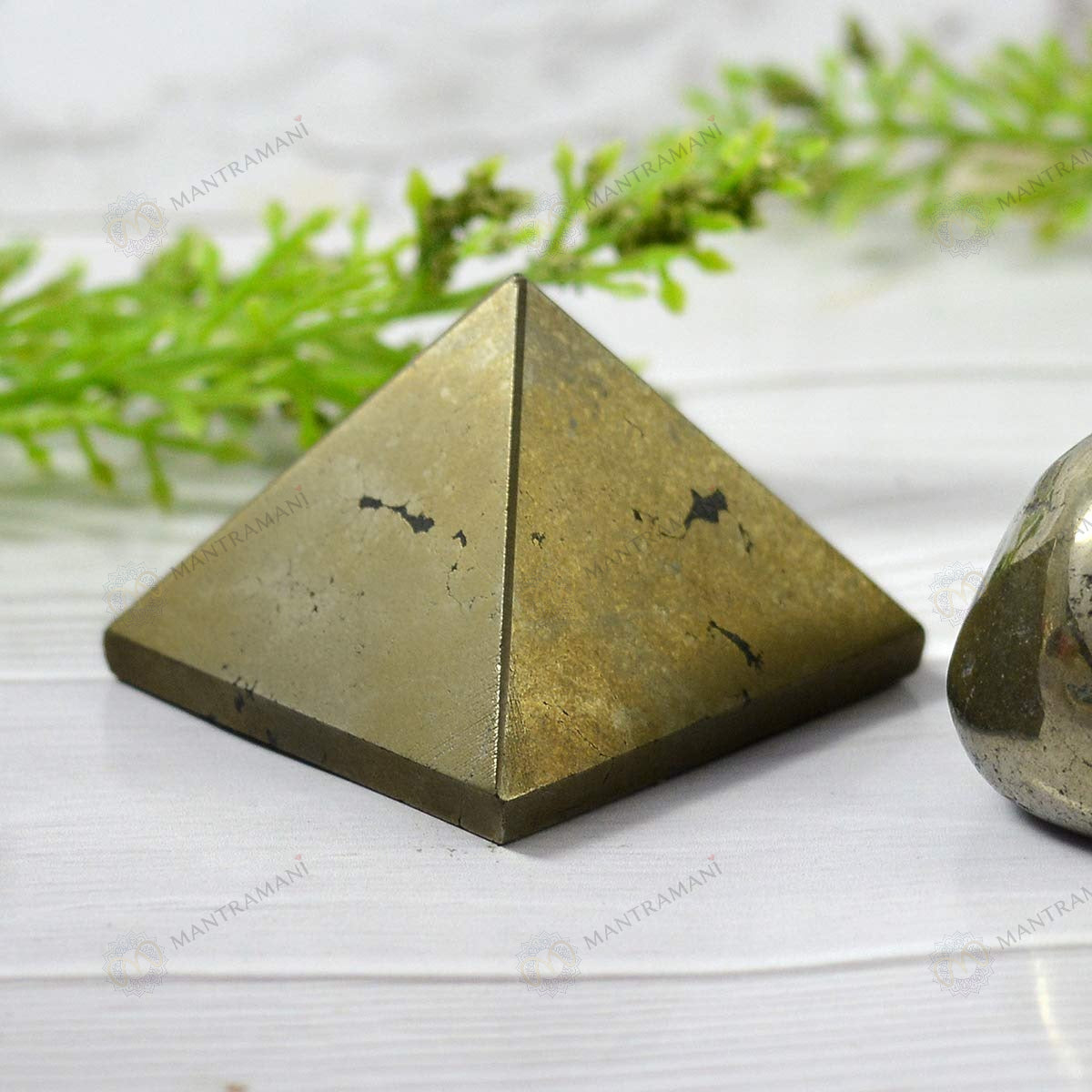 MantraMani® Pyrite Small Pyramid – Wealth Attraction & Protection Crystal