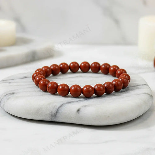 MantraMani® Red Jasper Bracelet – Strength, Stability & Root Chakra Energy
