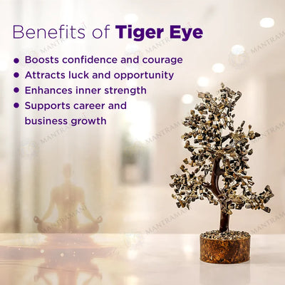 MantraMani® Tiger Eye Tree – Crystal Tree for Confidence, Courage for Crystal Tree