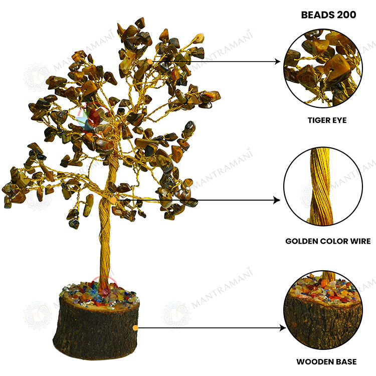 MantraMani® Tiger Eye Tree – Crystal Tree for Confidence, Courage